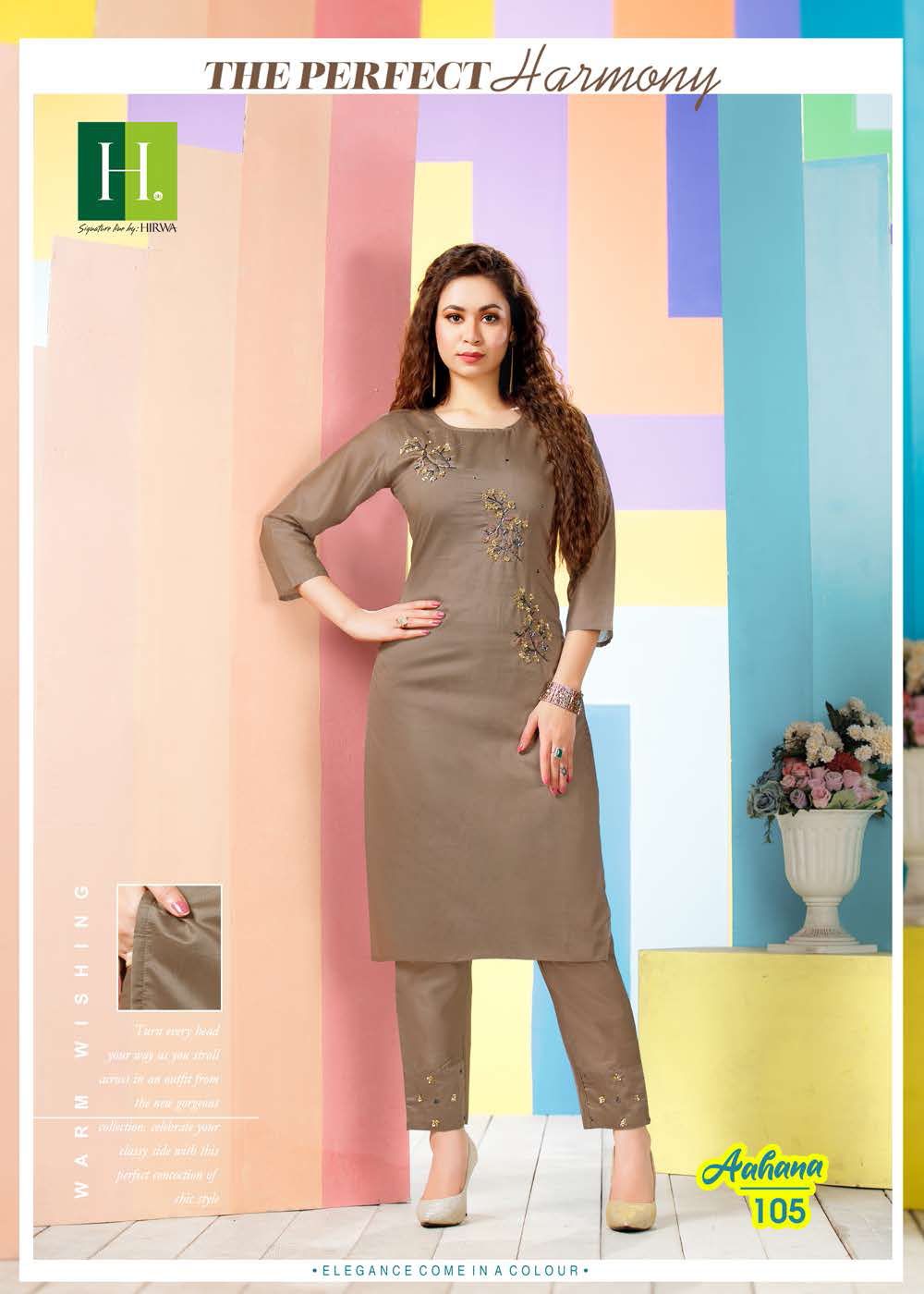 Hirwa Aahana Fancy Ethnic Wear Silk Kurti with Bottom Collection